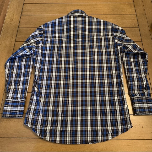 Wrangler Mens Shirt Size Medium Blue Plaid Pearl Snap Button Up Relaxed Western - Picture 10 of 14